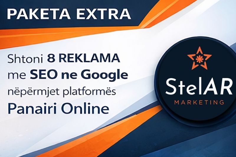 Paketa EXTRA me 8 reklama, për bizneset me profil aktiv te Panairi Online, Website me seo, optimizimi i website ne Google me SEO, Dyqan per shitje online, trendet e marketingu dixhital, platformat e marketingut në Shqipëri